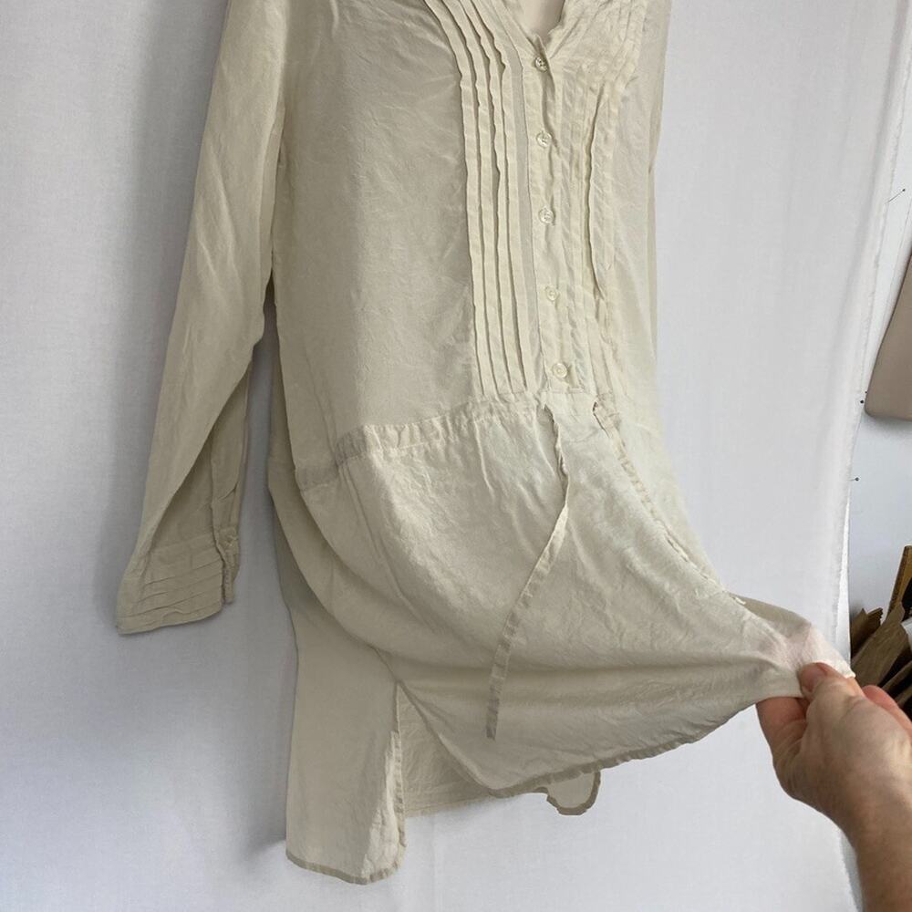 4 Love Liberty Johnny Was Silk Tunic Top Large Beige Sheer Beach Boho Peasant - Picture 6 of 15